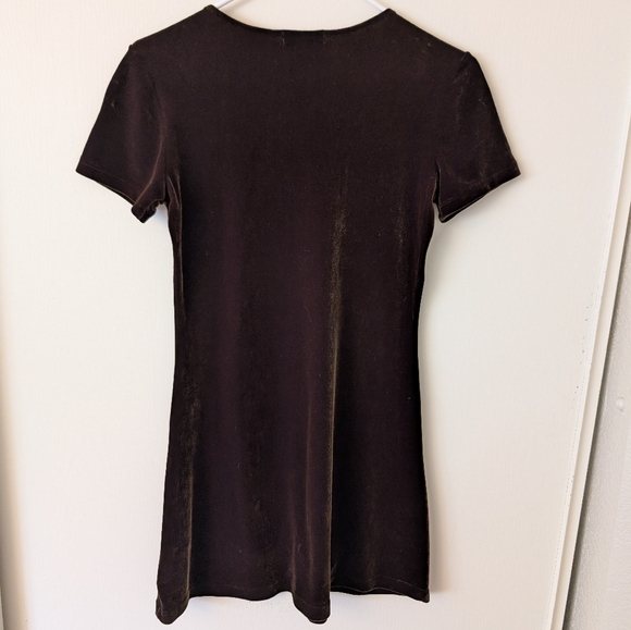Vintage Y2K Banana Republic Womens XS Brown Velour Dress Classic Preppy Indie - Picture 4 of 5